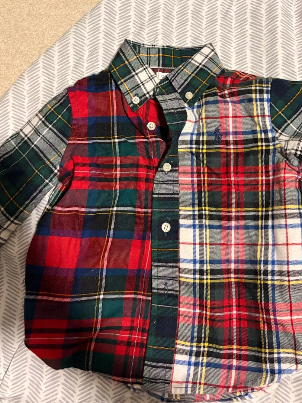 Ralph Lauren Red Green Navy Plaid Button-Down Shirt